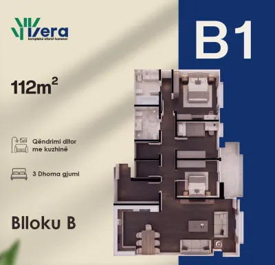 3-Schlafzimmer-Wohnung B1, 112 m² - Block B, etage 7