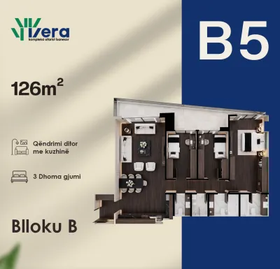3-Schlafzimmer-Wohnung B5, 123 m² - Block B, etage 6